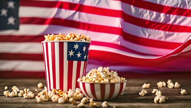 Close-Up Popcorn in American Flag Cup
