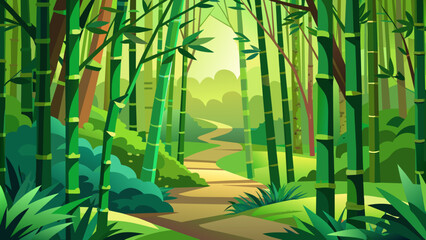 zen-bamboo-forest-green-background-vector-illustra