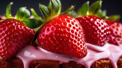 Round cake with strawberries