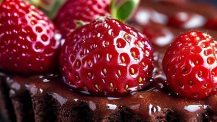 Round cake with strawberries