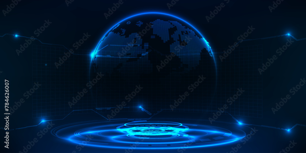 Poster metaverse digital ecosystem.virtualization world of future concepts.digital communication innovation