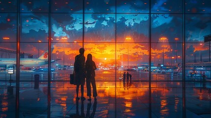 Amidst the chaos of the airport - obrazy, fototapety, plakaty