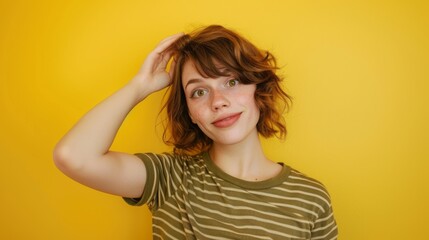 Woman Posing with a Yellow Backdrop