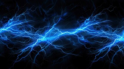 lightning . Blue lightning flash on black background. stormy weather - obrazy, fototapety, plakaty