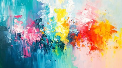 A painting of a colorful abstract piece with bright colors