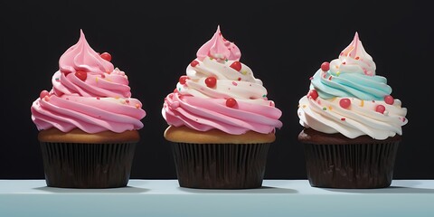 Cupcakes with cream and chocolate