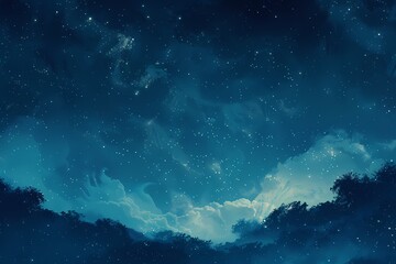 Naklejka premium Tranquil Night Sky Gradient Background: Deep Blue to Starry White