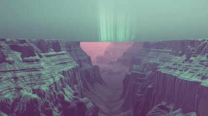 Surreal Alien Landscape with Majestic Aurora and Rocky Terrain