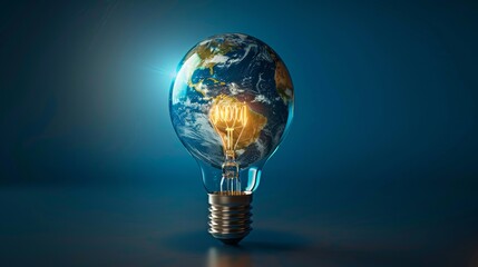 Business and Strategy: A 3D vector illustration of a lightbulb with a globe inside