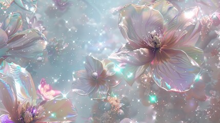 Obraz na płótnie Canvas Ethereal Blossoms in Luminous Dreamlike Garden Scene