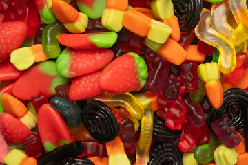 Assorted colorful gummy candies. Jelly  sweets.
