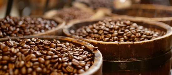 Fotobehang Artisanal coffee beans sourced from Italy create rich, aromatic espresso and cappuccino drinks.  © Tor Gilje