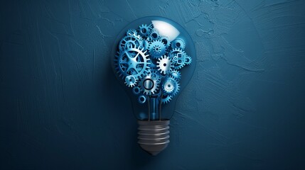 Education and Learning: A 3D vector illustration of a lightbulb with gears inside