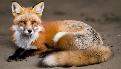 A Fox With Its Tail Curled Around Its Body In Comf