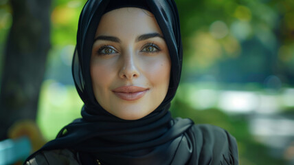 Portrait of a smiling young woman in a hijab