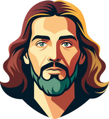 Jesus face vector illustration