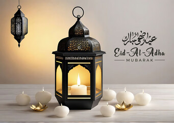Ramadan Eid, Lantern Islamic, Eid al Adha, Elegant design, Festival of sacrifice, Happy Eid Ul Adha poster,Arabic Islamic calligraphy of text Eid Adha Mubarak - obrazy, fototapety, plakaty