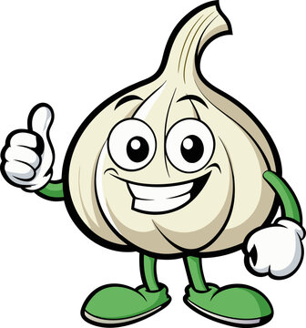 Vector mascot, cartoon and illustration of a garlic giving thumb up
