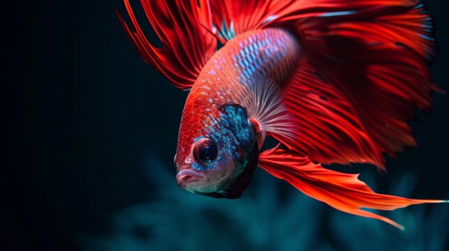 A beautiful Betta fish with vibrant red fins