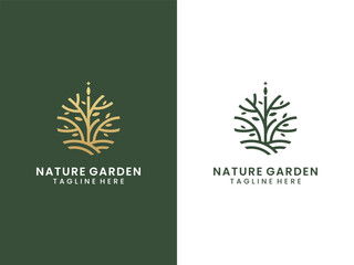 Abstract luxury gold nature garden logo design