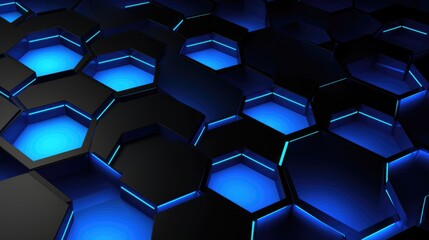 Obraz na płótnie Canvas Abstract Blue Hexagonal Digital Technology Background