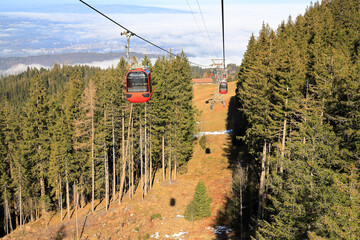 Gondola lift to Mount Pilatus. Switzerland near Lucerne, Europe.