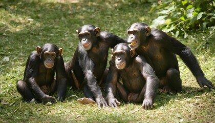 A Group Of Chimpanzees Playing Together In A Sun D Upscaled 349 - Powered by Adobe