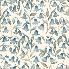 Elegant Vintage Bluebell Floral Pattern for Design Inspiration