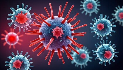 Virus-cell-background--Epidemic-viral-infection--hiv--flu-virus - obrazy, fototapety, plakaty