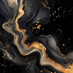 abstract marble background elegant watercolor black background with gold liquid fluid 
