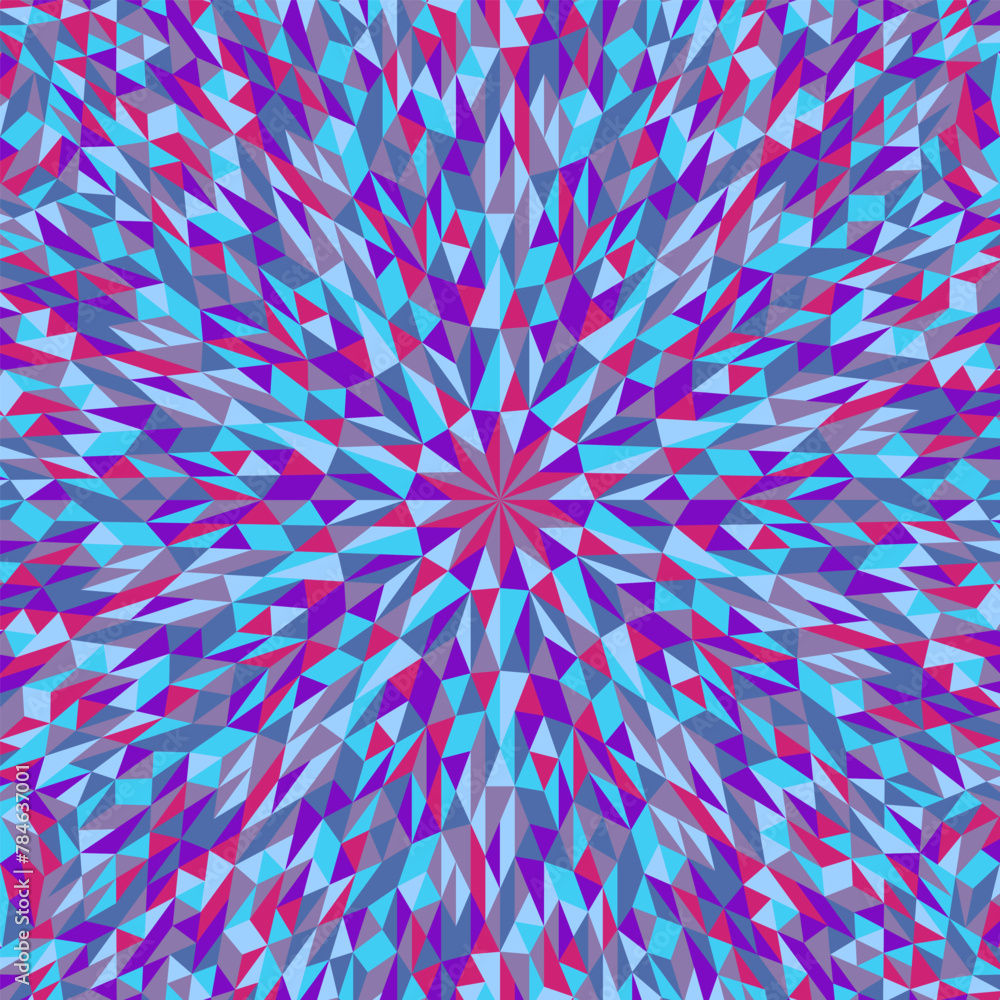 Poster hypnotic colorful pattern background - psychedelic polygonal vector graphic design from geometric sh