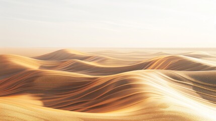 Fototapeta na wymiar Serene Desert Dunes at Sunset - Golden Sands and Tranquil Scenery
