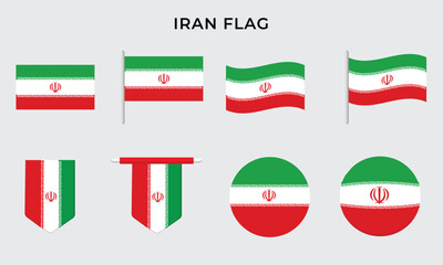 Iran Flag.Iran flag png. Set of Iran Flag vector illustration isolate in white Background.