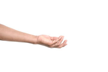 Empty hand holding isolated on the white background, with clipping path.