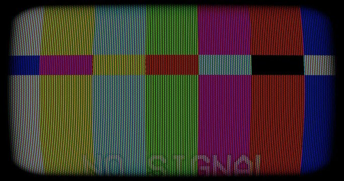 No Signal, Bad Tv Signal on the CRT Tv screen - 4K infinite loop animation.