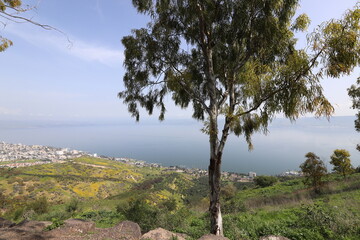 Obraz premium Lake Kinneret. The lake's coastline is the lowest landmass on Earth