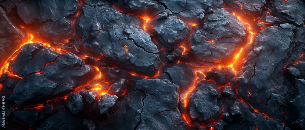 Wall mural abstract background of extinct lava with red gaps.