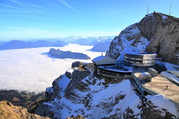 Mount Pilatus - summit station. Switzerland near Lucerne, Europe.