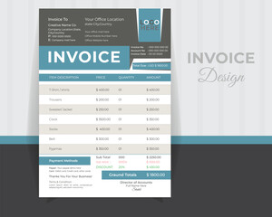 Corporate INVOICE DESIGN Template, Vector Design Template.