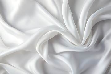 Fototapeta premium Rippled White Silk Satin Fabric Texture Background