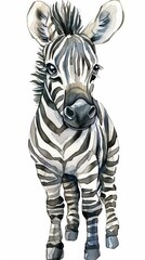 Fototapeta na wymiar Whimsical Zebra Watercolor for Versatile Design Applications