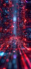 Obraz premium Futuristic Cyber Cityscape Aerial View, Amazing and simple wallpaper, for mobile