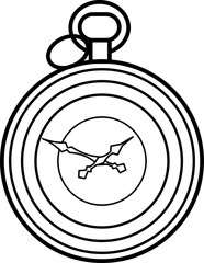 Retro Pocket Watch Outline Illustration