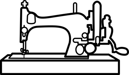 Antique Sewing Machine Outline Illustration