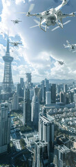 Futuristic Skyline Aerial Perspective., Amazing and simple wallpaper, for mobile