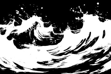 Seascape Painting: Powerful Wave Collides with Rugged Coastline