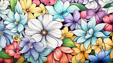 Colored drawing of flowers