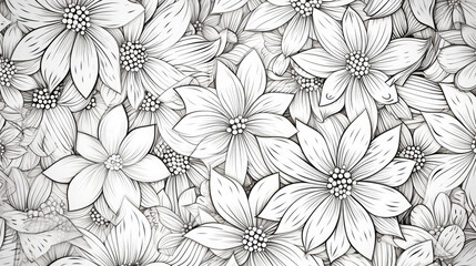 Obraz premium Flower coloring book. Flowers Adult Coloring Page