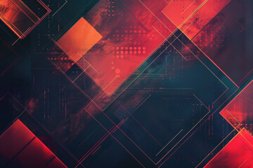 Beautiful red black background with a geometric pattern. Red grunge background.