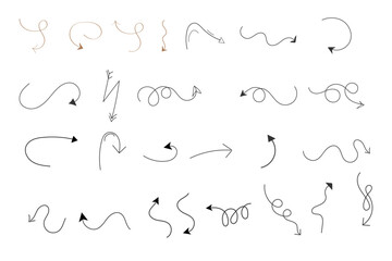 Arrow collection vector. Collection hand drawn arrows. Arrow icons set. Doddle and sketch arrow set. Direction symbols vector illustration